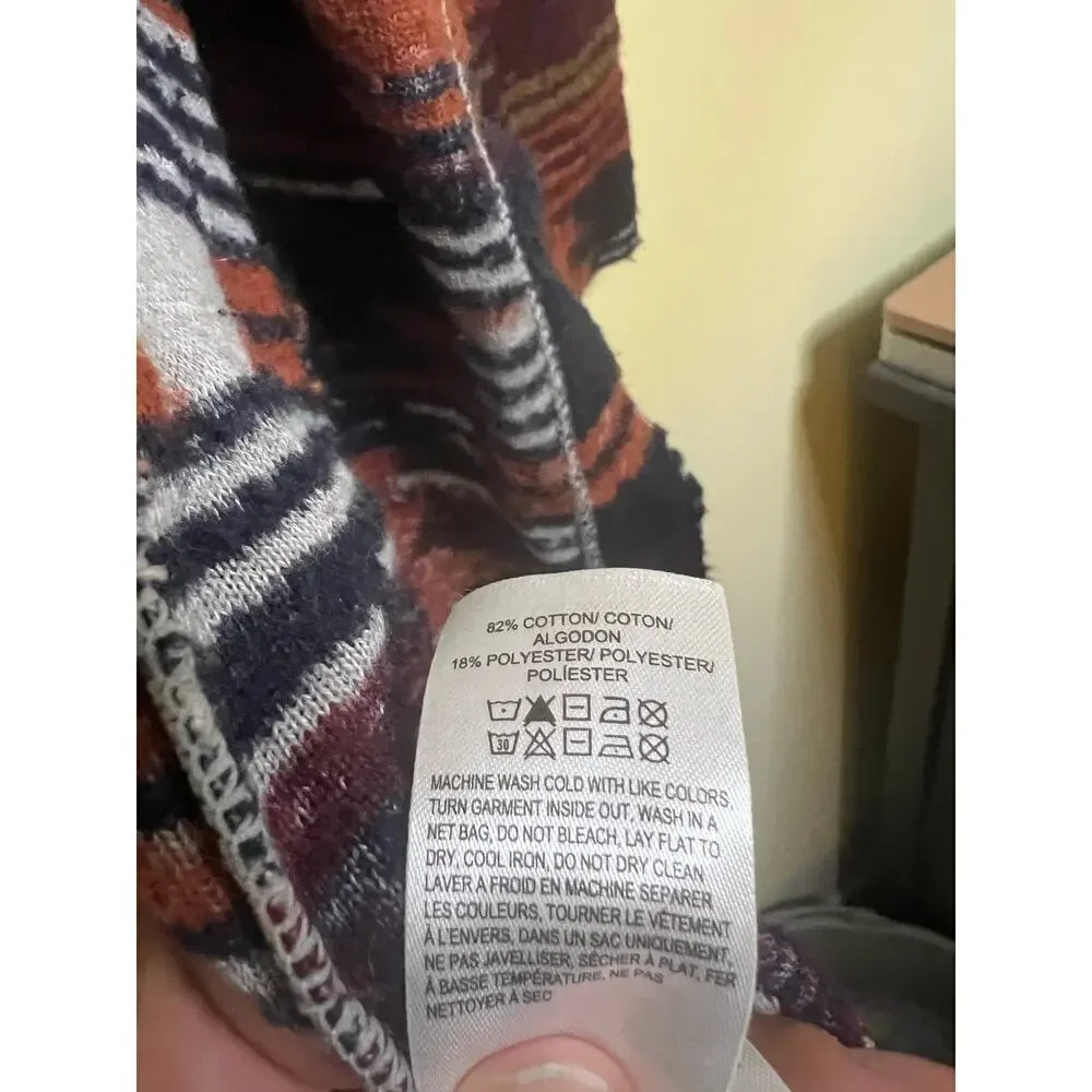 Lucky Brand Aztec 3/4 Sleeve Long Open Front Cardigan Size Medium